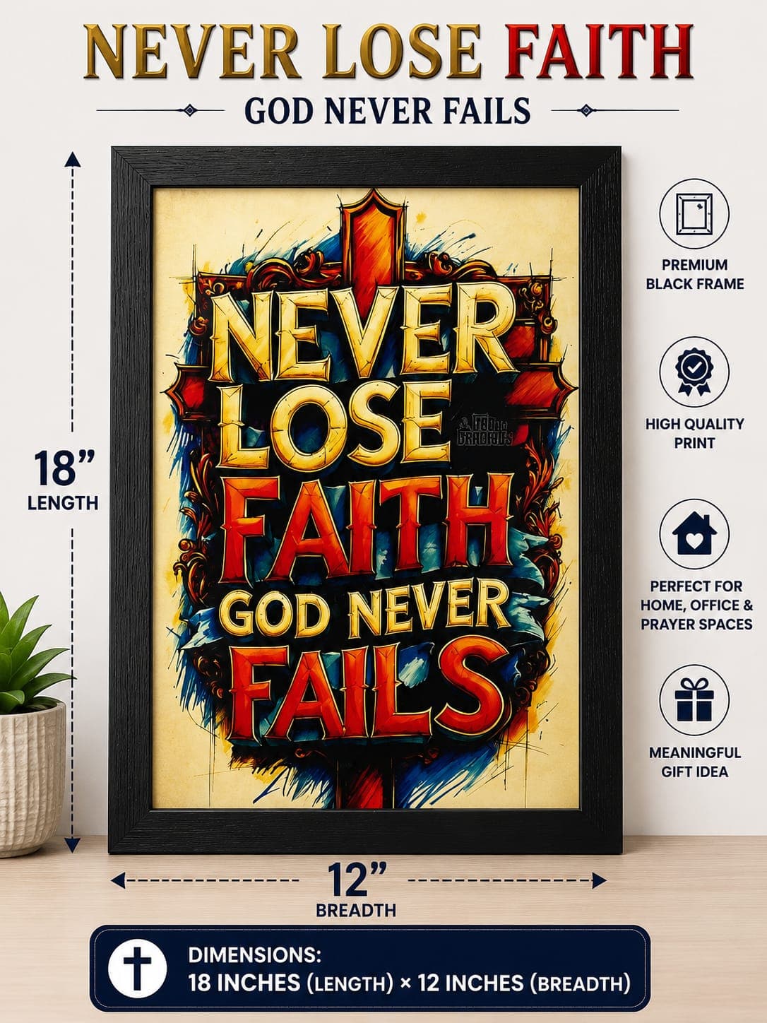 Never Loose Faith - Bible Verse Frame